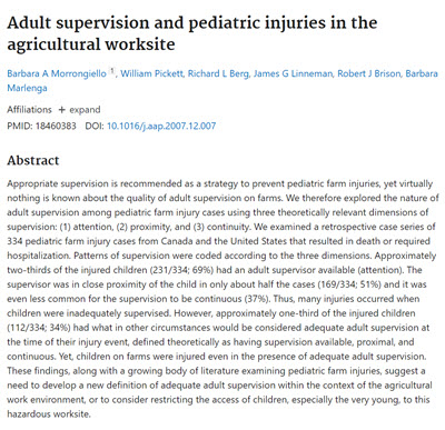 Click to open Adult and Pediatric Injuries in the Agriculture Worksite article in new tab.