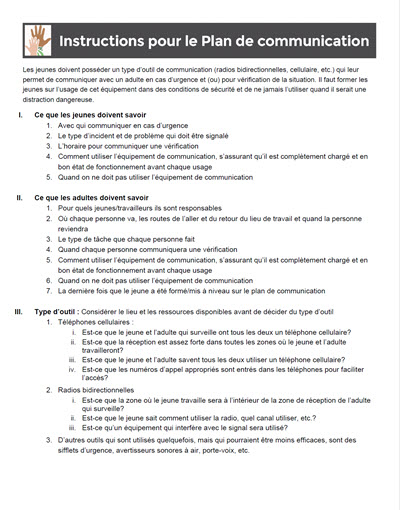 Click here to open Communication Plan Instructions and Template PDF in French.