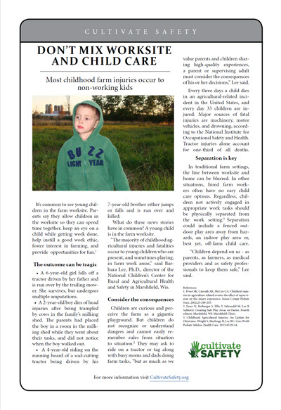 Click here to open the Don't Mix Worksite and Child Care prevention brief PDF in English.