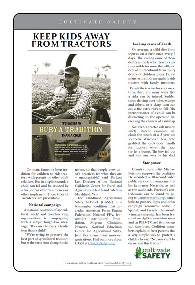 Click here to open the Keep Kids Away From Tractors prevention brief pdf in English.