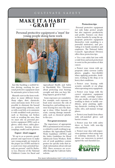 Click here to open the Make it a Habit, Grab It (PPE) prevention brief pdf in English.