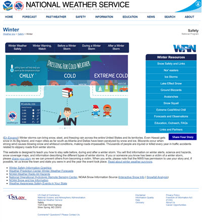 Click here to open National Weather Service Winter Weather Safety Webpage.