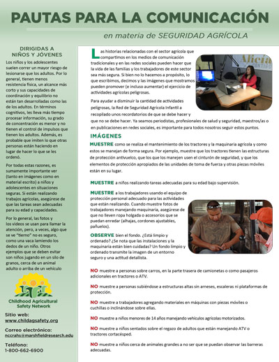 Click to open Media Guidelines for Agricultural Safety (Spanish)