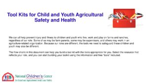 Full Set of Parent Tool Kits for Child/Youth Agricultural Safety and Health