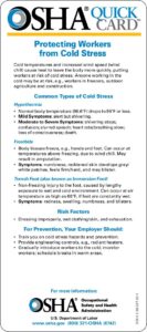 OSHA Cold Stress Card