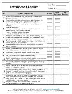 Petting Zoo Checklist